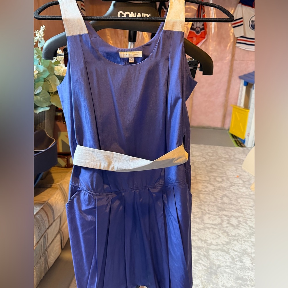 Plastic Island Royal Blue Sleeveless Dress with silver Sash
